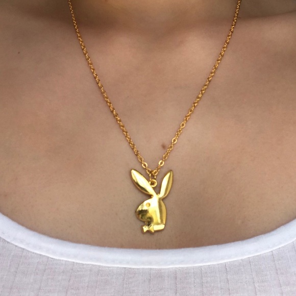 Playboy bunny pendant necklace gold Clearance